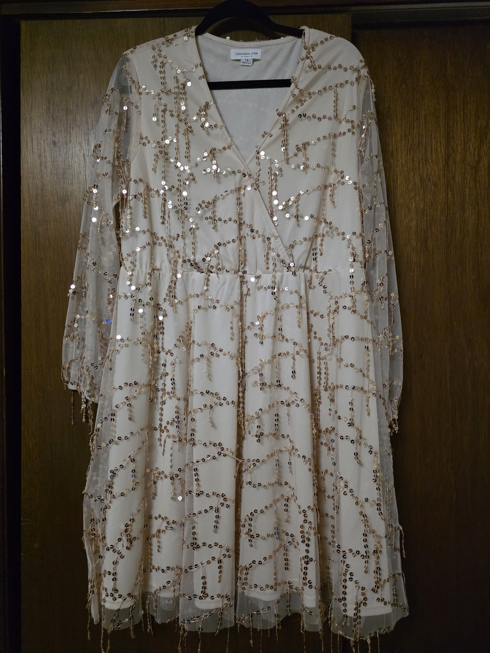 Chic Soul Cream Dress with Rose Gold Sequins